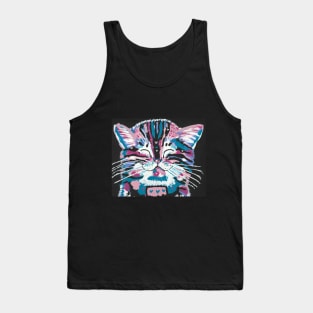 Cute Kitten colorful abstract art painting Tank Top